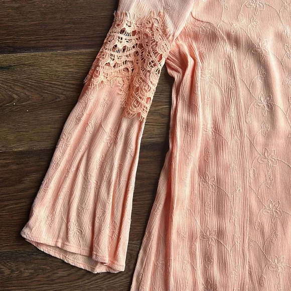 Mod Ref Bohemian Dress | Long Sleeve Dress | Peach | Light Orange | Lace Dress - Picture 5 of 8